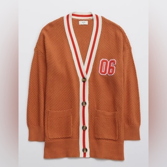 NWOT Aerie Varsity Cardigan Brown medium - Picture 8 of 14